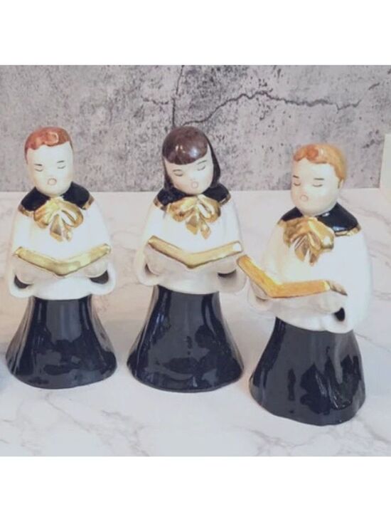 Vintage Other - Set of 3 vintage choir children figurines boys & girls gold accents